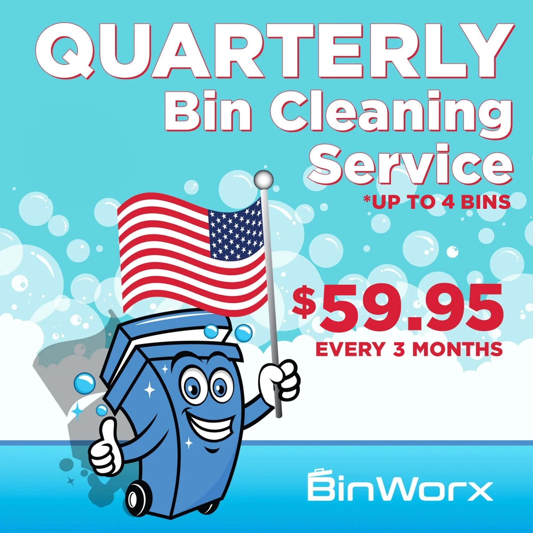 Trash Bin Cleaning Service (Quarterly Cleaning)