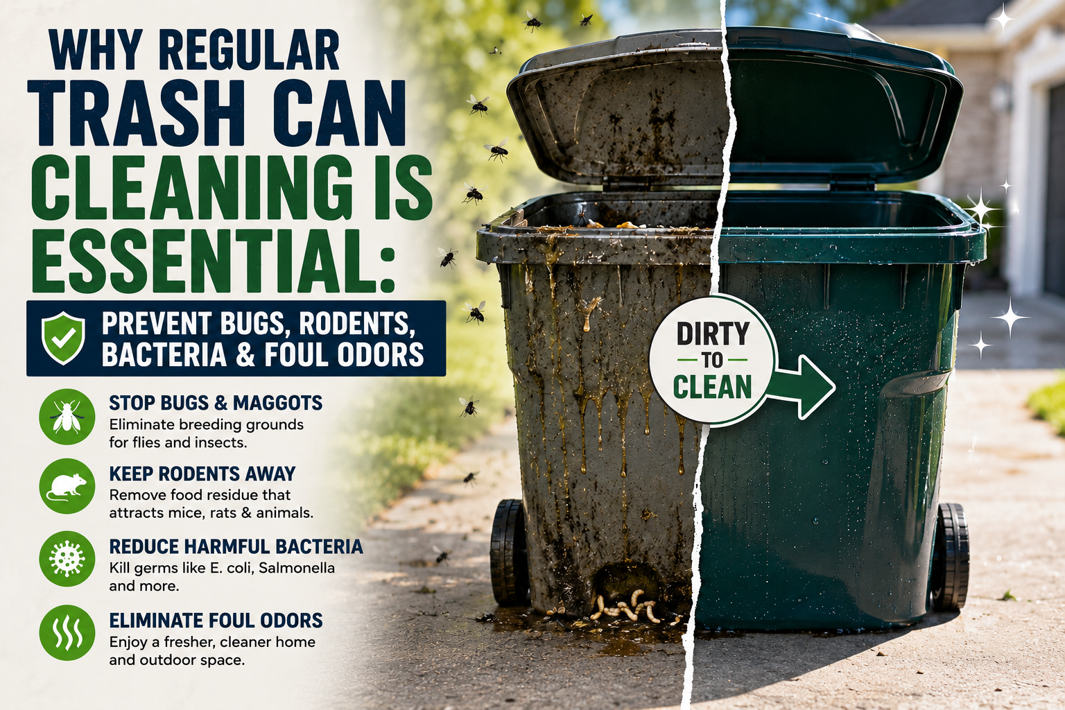 Why Regular Trash Can Cleaning Is Essential: Prevent Bugs, Rodents, Bacteria & Foul Odors